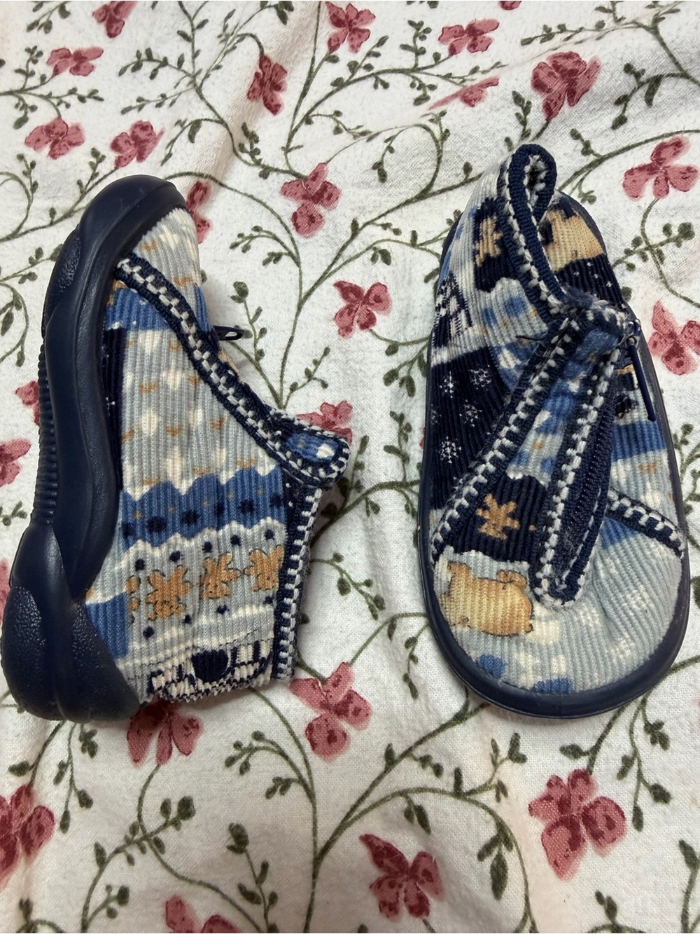 Baby Blur Bear Blue Patterned zipper Shoes